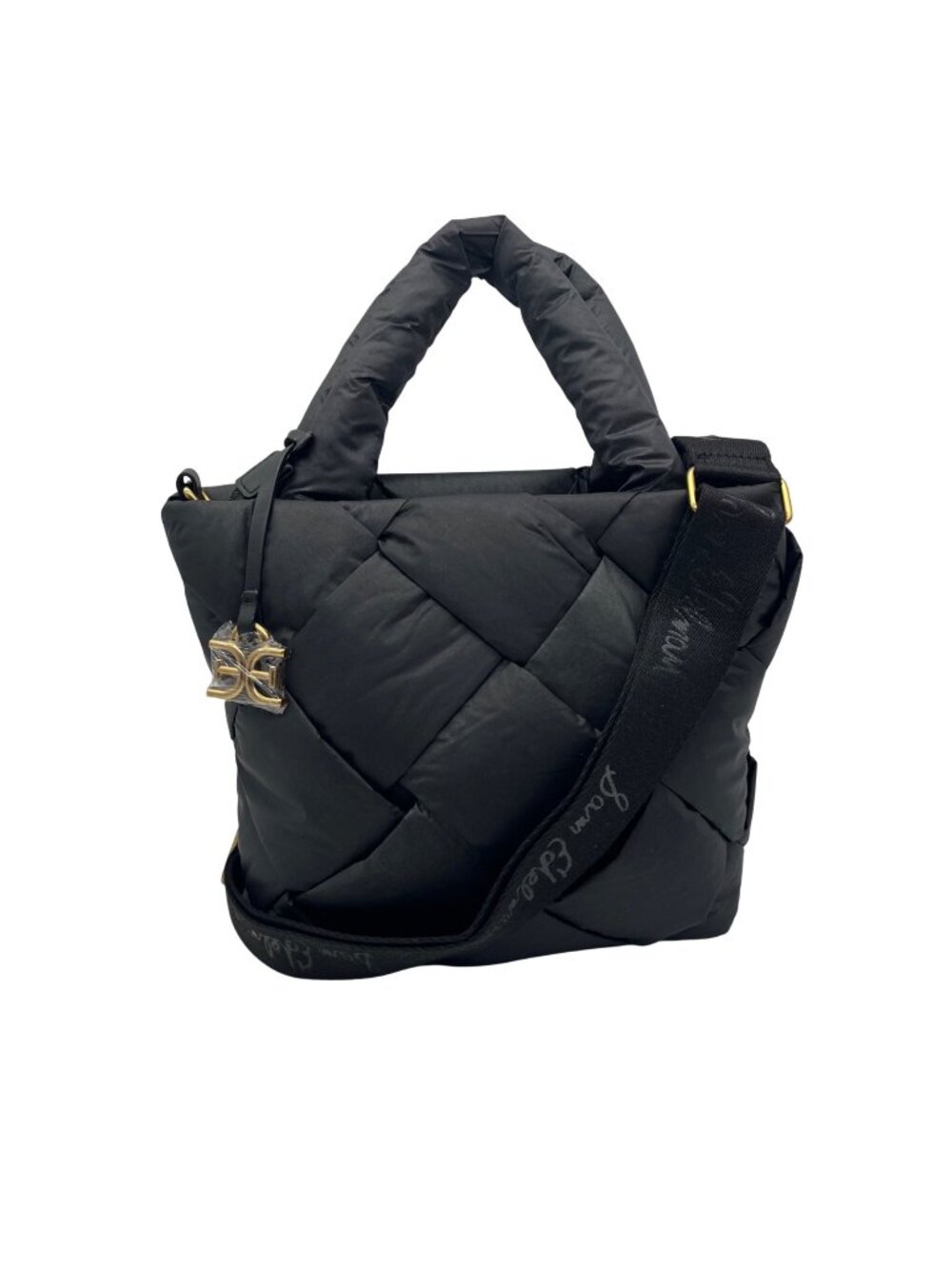 Sam Edelman Jianna Black Woven Nylon Small Tote